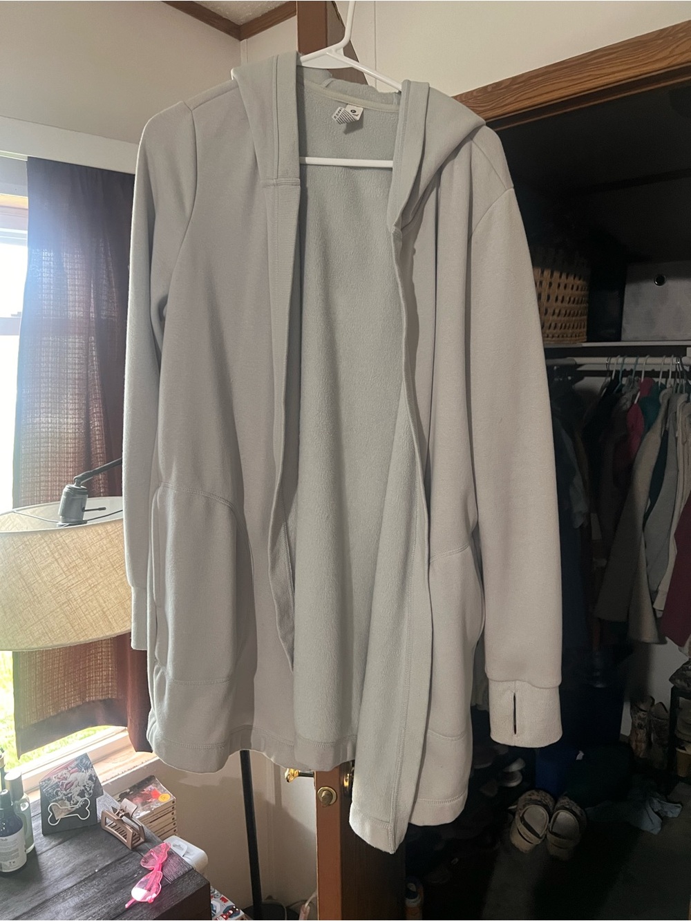 90 Degree By Reflex Light Gray Hooded Cardigan